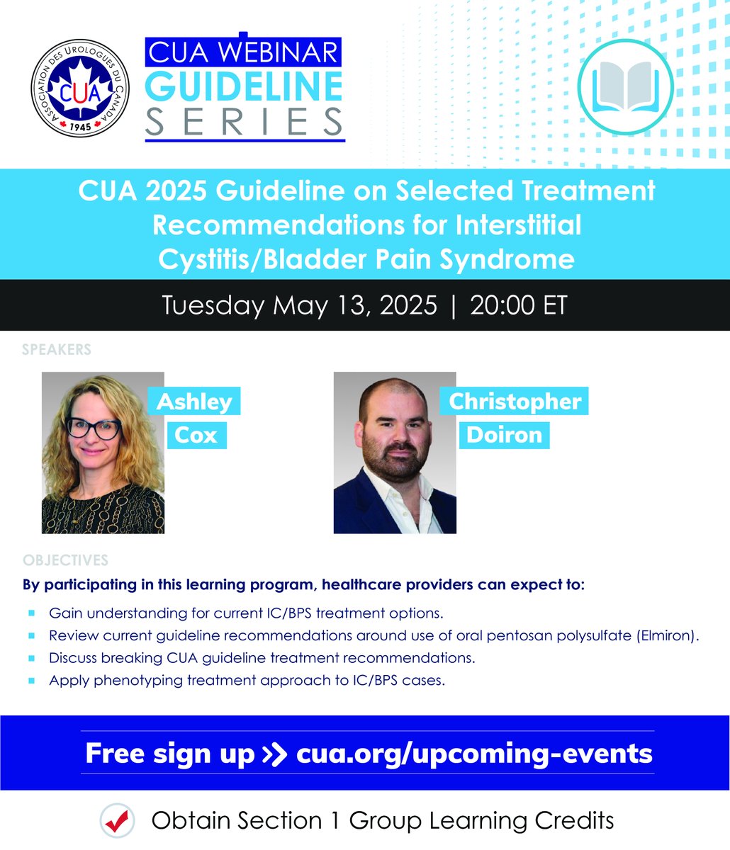 Canadian Urological Association (@canurolassoc) on Twitter photo #CUAGuidelines JOIN US for this learning program to review these guidelines...Registration is free>>>cua.org/event/67743
#Cystitis <a href="/ashleycox1000/">ashley cox</a> <a href="/doironro/">Chris Doiron</a> #CUAGuidelines JOIN US for this learning program to review these guidelines...Registration is free>>>cua.org/event/67743
#Cystitis <a href="/ashleycox1000/">ashley cox</a> <a href="/doironro/">Chris Doiron</a>