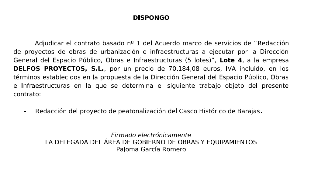 Mientras desde el barrio Aeropuerto vemos el tiempo pasar, otros proyectos del distrito parece que sí van "pa'lante"

He aquí el contrato para redactar el proyecto de peatonalización del barrio de Casco Histórico de Barajas <a href="/Barajas_AV/">Aso.Vecinal Barajas</a> 

🔗Enlace: contrataciondelestado.es/wps/poc?uri=de…