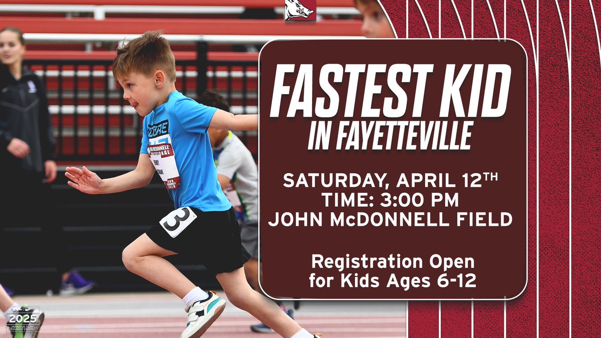 Fastest Kid in Fayetteville was a Success! Having 150+ Kids registered to run a 100 Meter Dash during our Arkansas Razorback Track Meet!

I have had a lot of fun putting on this event the last two years! Thank you to everyone who helped make it a success! ❤❤️🐗