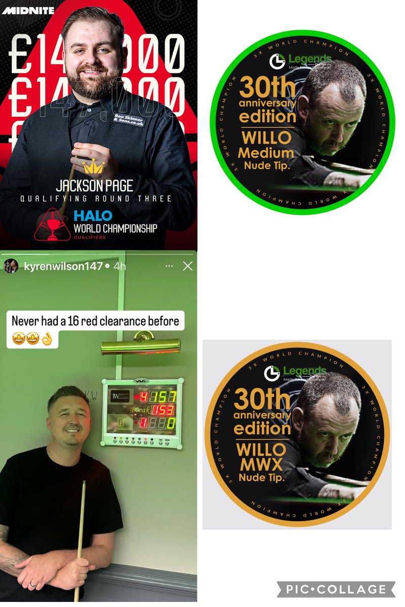 MWSnooker's tweet photo. What a week for players using the @markwil147 Nude Tips, @JacksonPage147 with 2 x Maximum In a match, and now @KyrenWilson knocking in a Total clearance of 157…
#kingoftips @tips_legends @Snookerlegends
shop here: https://t.co/ypKiyoRsoP https://t.co/VeQlXCrsd9