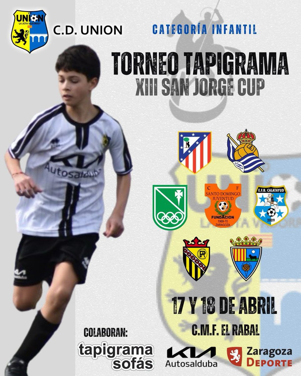 El Marcador Aragonés (@elmarcadorarag) on Twitter photo XIII Torneo Tapigrama San Jorge Cup organizado por <a href="/unionlajvado/">CD Unión La Jota Vadorrey</a> 🏆
👉🏻 Infantil
🗓️ 17 y 18 de Abril
#ElMarcadorAragones XIII Torneo Tapigrama San Jorge Cup organizado por <a href="/unionlajvado/">CD Unión La Jota Vadorrey</a> 🏆
👉🏻 Infantil
🗓️ 17 y 18 de Abril
#ElMarcadorAragones