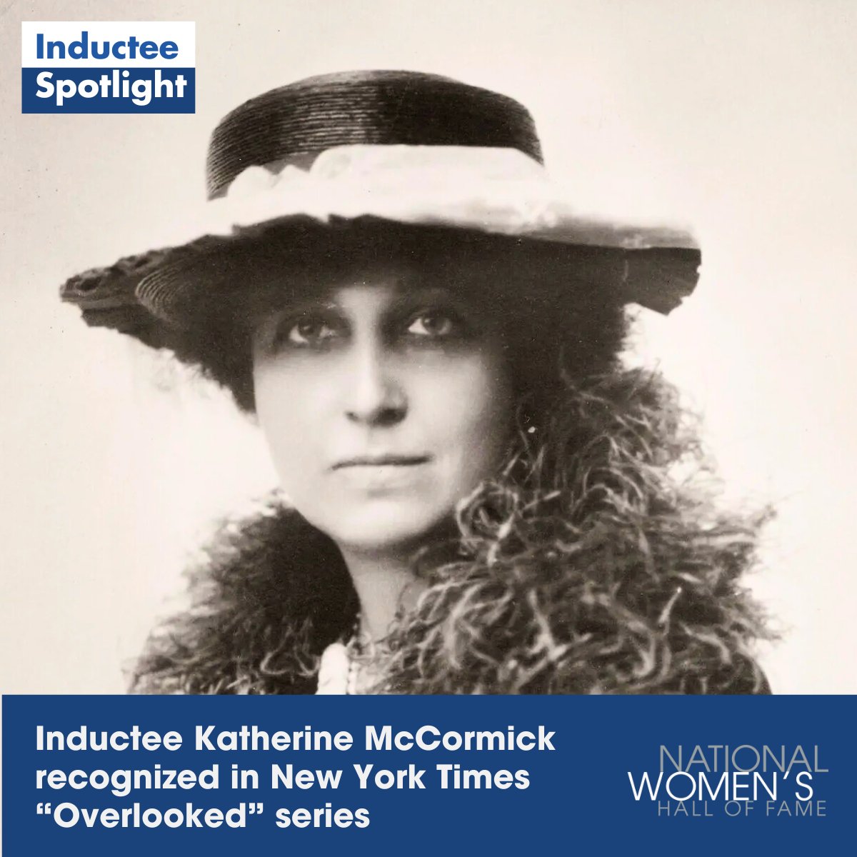 “She put her considerable fortune — matched by her considerable willfulness — into making life better for women.”

Inducted into the Hall in 1998, Katharine Dexter McCormick reminds us what happens when a bold mind meets a bold mission.

New in the NYT: nytimes.com/2025/04/03/obi…
