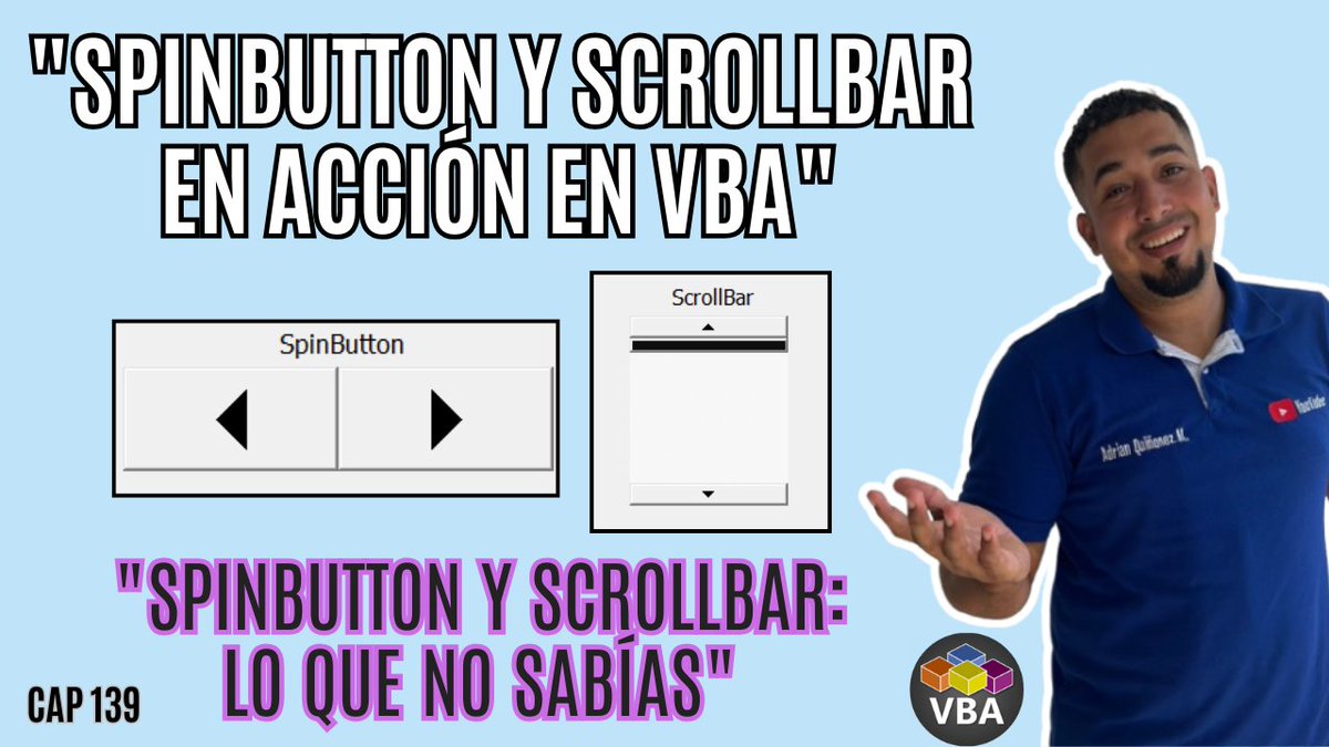SepamosE's tweet image. Cómo Usar SpinButton y ScrollBar para Navegar y Mostrar Datos en Formularios Excel VBA cap 139 Aprende a usar SpinButton y ScrollBar en formulario VBA #sepamosexcel #sepamosexcelvba #vbasepamosexcel #sepamosexcelcurso #sepamosexcelviral #excelsepamos youtu.be/vwo3YUwzk2c