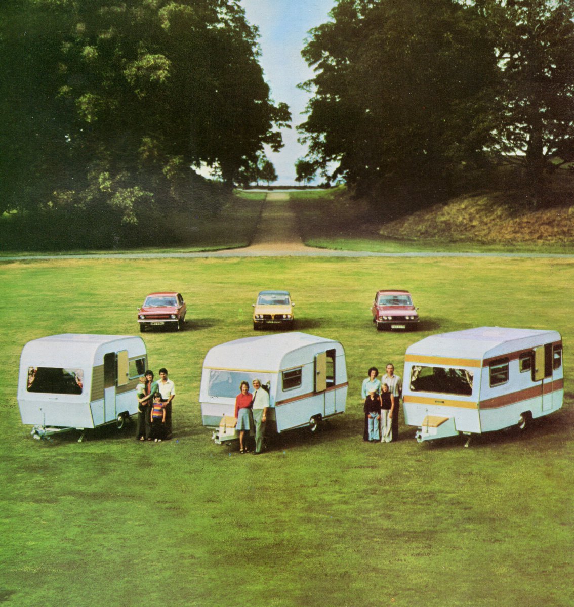 The Classic.Retro.Modern. advertising team, pictured just before leaving for a well-earned Easter break.

You might need to move the cars to the *front* of the caravans, folks.