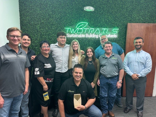 TwoTrails's tweet photo. We’re incredibly honored to have Drew and the entire Two Trails team recognized as the 2024 FGBC Certifying Agent of the Year! Huge thanks to CJ from FGBC for personally delivering the award—it means the world to us. https://t.co/NWeFmFjx9B