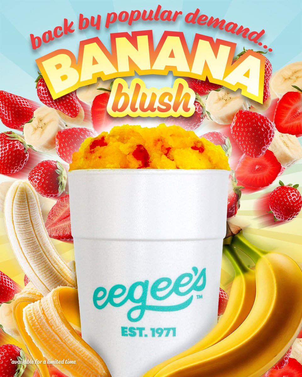 You asked, we listened — Banana Blush is back!  🍌🍓 
 
A refreshing blend of banana and bursts of real strawberries, popping in for a limited time only!