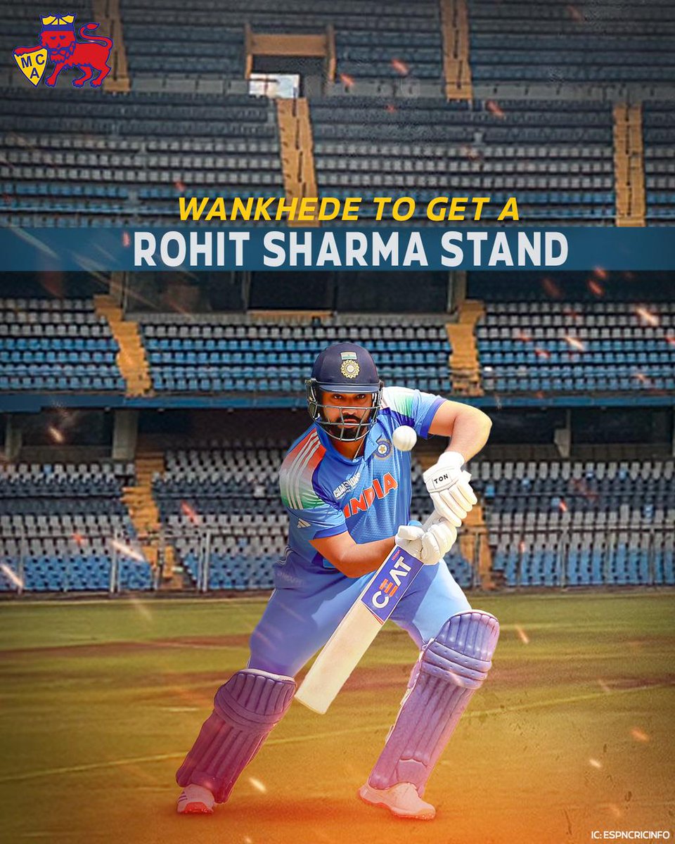 lookapk's tweet photo. 𝐀 𝐭𝐫𝐢𝐛𝐮𝐭𝐞 𝐟𝐢𝐭 𝐟𝐨𝐫 𝐌𝐮𝐦𝐛𝐚𝐢'𝐬 𝐯𝐞𝐫𝐲 𝐨𝐰𝐧 🫶

 Wankhede to have a stand named after Rohit Sharma! 📷 #RohitSharma #MCA #Mumbai #Cricket #BCCI https://t.co/WJhF9a9pcW