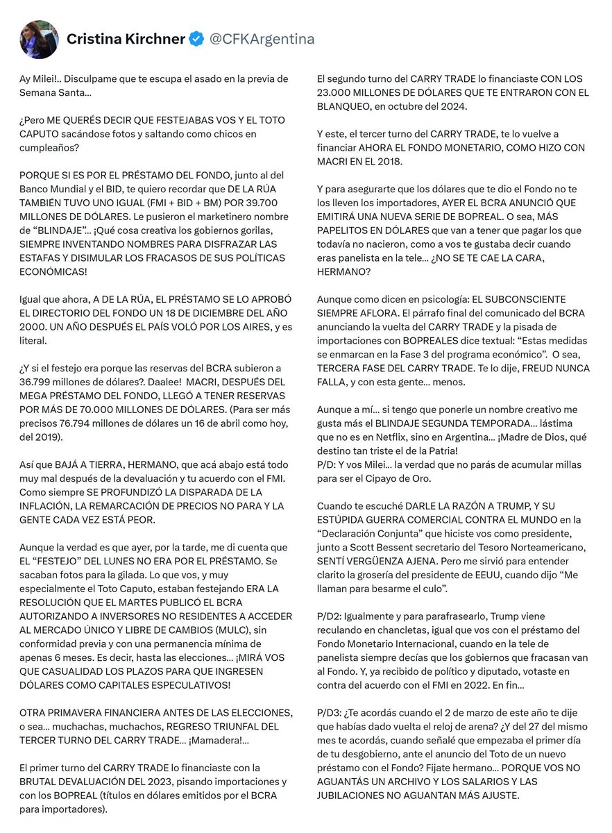 porquetendencia's tweet photo. "Ay Milei":
Por el tweet que publicó @CFKArgentina https://t.co/lbbH0l3P58
