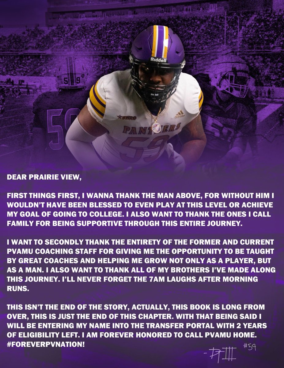 Donaldthagreat3's tweet photo. Thank you PV💜💛 forever grateful, entering the portal with 2yrs of eligibility. https://t.co/IIJ8C5aiAO