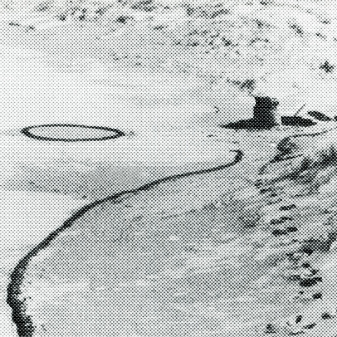 'easter bag '67' (1967). This ten foot high, three-ton sculpture made from sand and canvas was one of a group of three that Barry made at the same time on Holywell Beach, Cornwall, where his parents had recently retired to.