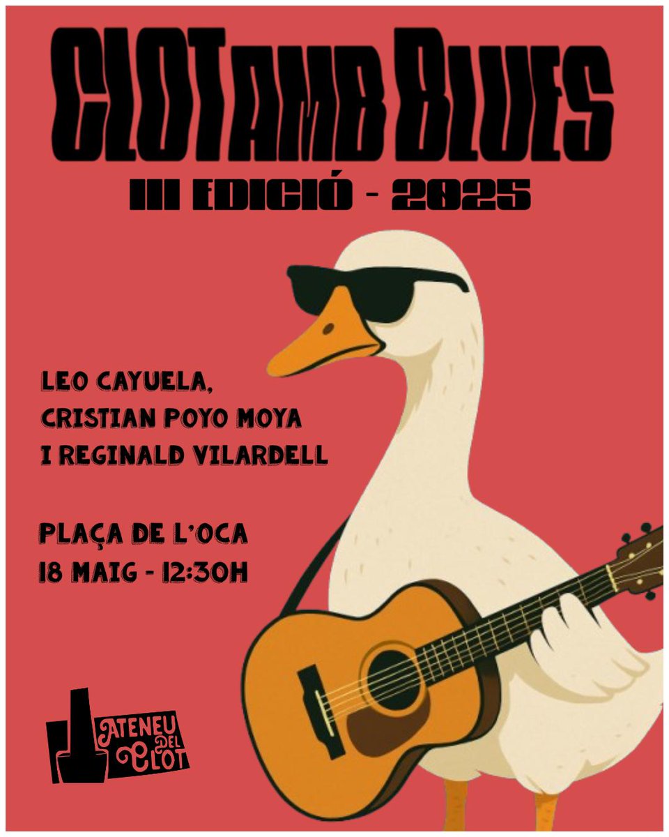 La III edició del Clot amb Blues ja és aquí!

Vine a gaudir de la millor música amb Leo Cayuela, Cristian Poyo Moya i Reginald Vilardell!

Hi haurà vermutada popular a càrrec de l’Ateneu del Clot! 🍸

🗓️ 18 de maig 
🕥 12:30h
📍 Plaça de l'Oca.