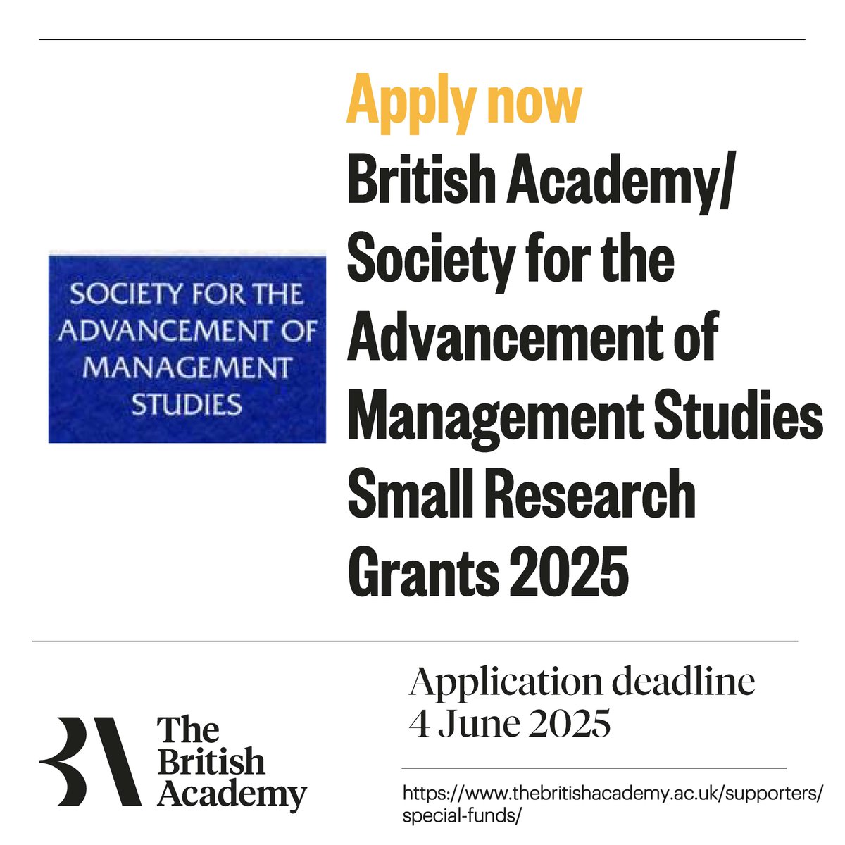 💰 Apply now for the British Academy/Leverhulme Small Research Grants! Up to £10k for research in humanities &amp; social sciences. UK-based postdocs &amp; independent scholars eligible. Deadline: 4 June 👉 bit.ly/3EsCrgz