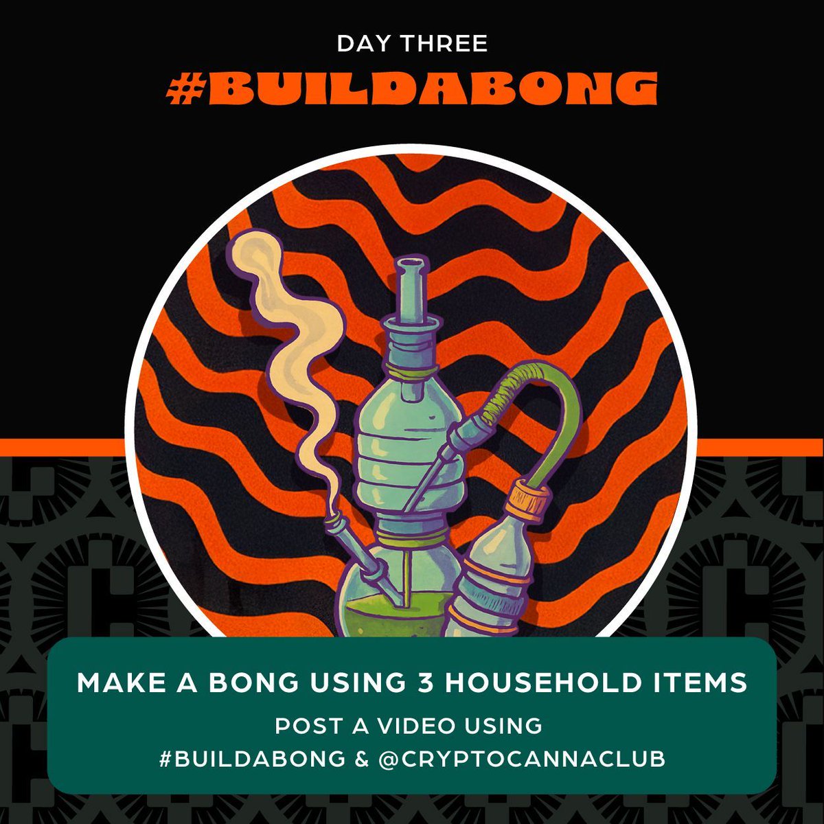 CryptoCannaClub's tweet photo. DAY 3 – TOKER OLYMPICS: #BuildABong
It’s time to get crafty.
Make a working bong using 3 or more household items.
Rules:
• Must function (we need to see it in action!)
• Minimum 3 different household items
• No traditional bongs, rigs, or pipes allowed
• Lighters, water, and tape don’t count toward the 3 items
• post pictures of the build and a video of it in use.
To enter:
Post your video on X
Tag @CryptoCannaClub
Use #BuildABong + #TokerOlympics
Best build wins the Toker Medal + exclusive CCC gear.
Let’s see that stoner engineering in action!