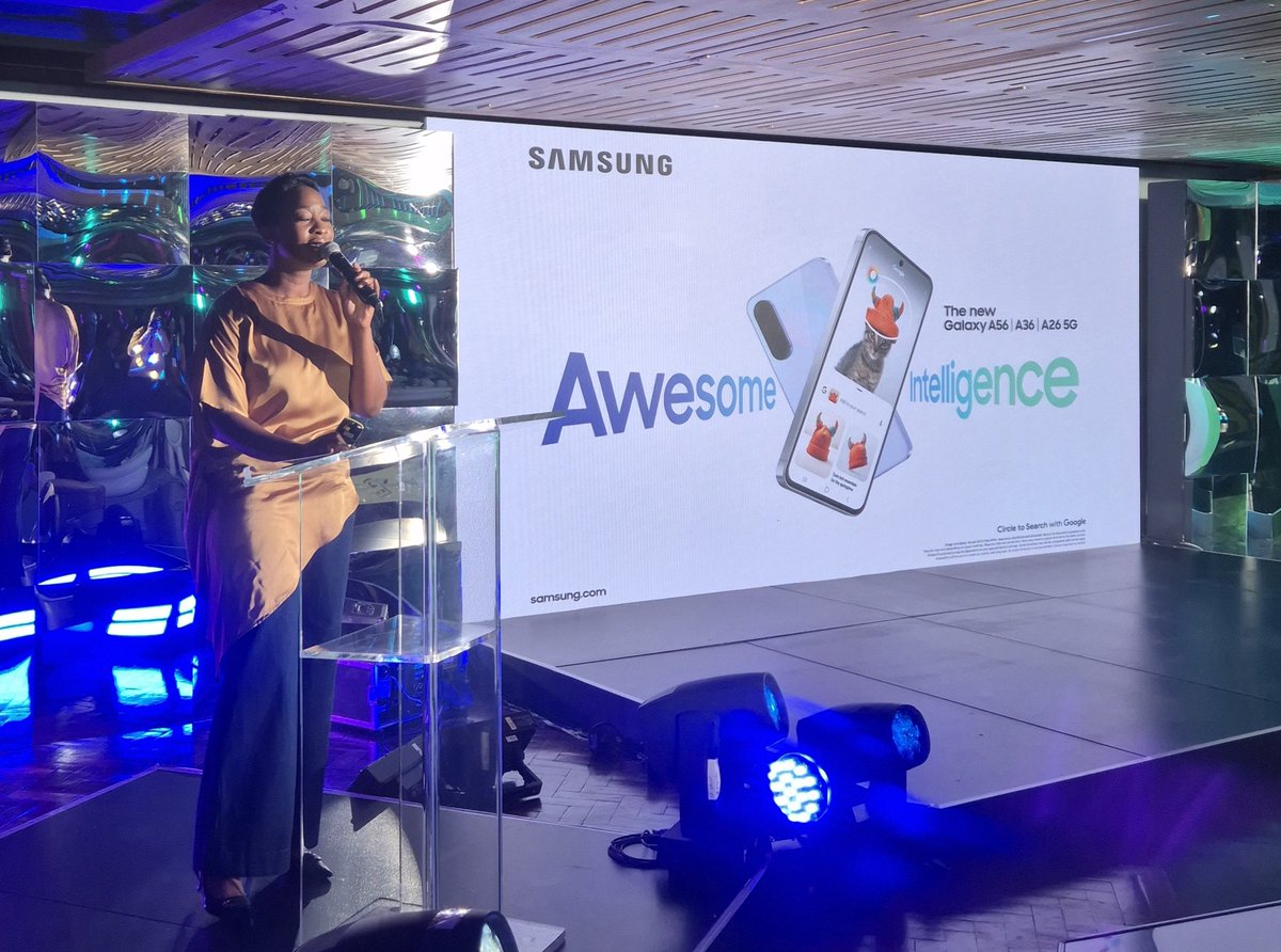 SamsungMobileSA's tweet photo. Kgomotso Mannya, our powerhouse #SamsungSA Mobile Experience Head of Marketing, is serving up some AweXciting insights at the #GalaxyAEvent! 👏 Want to know how #AwesomeIntelligence is taking over? Hang tight — #AwesomeIntelligence is here… #GalaxyA56 5G https://t.co/UBAjmBhJrw