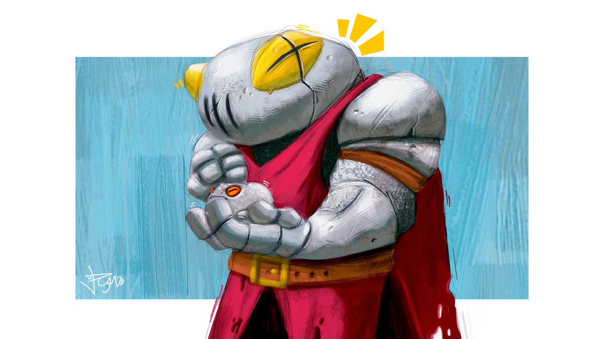 Rycottart's tweet photo. @CanalBrushRush O nome dele é Webbert, o ultimo cavaleiro. Um sapo onde morava em um reino que foi devastado por uma guerra e agora ele vaga por ai com o sonho de reconstruir seu reino perdido. É um sapinho bem tranquilo e carismático que quando ve um problema na sua frente, segue sorrindo https://t.co/axKpgNbPLL
