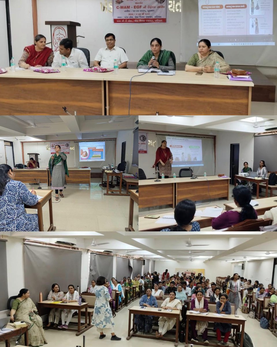 WCDGujarat's tweet photo. @Annapurna4BJP @CMOGuj @BhanubenMLA @InfoGujarat @MinistryWCD @PIBAhmedabad @RanjitIAS આજે ખેડા જિલ્લામાં પોષણ સંગમ અંતર્ગત C-MAM - EGFની રિફ્રેશર તાલીમ યોજવામાં આવેલ જેમાં બાળકોના નિયમિત વજન ઊંચાઈ/ લંબાઈની પોષણ ટ્રેકર પર એન્ટ્રી, SAM બાળકોનું સ્ક્રીનીંગ કરી સમુદાય આધારીત પોષણ વ્યવસ્થાપન કરવા તેમજ જરૂરિયાત મુજબ CMTC/NRC રીફર કરવા hands-on તાલીમ આપવામાં આવેલ.
#CMAM https://t.co/hahav525h4