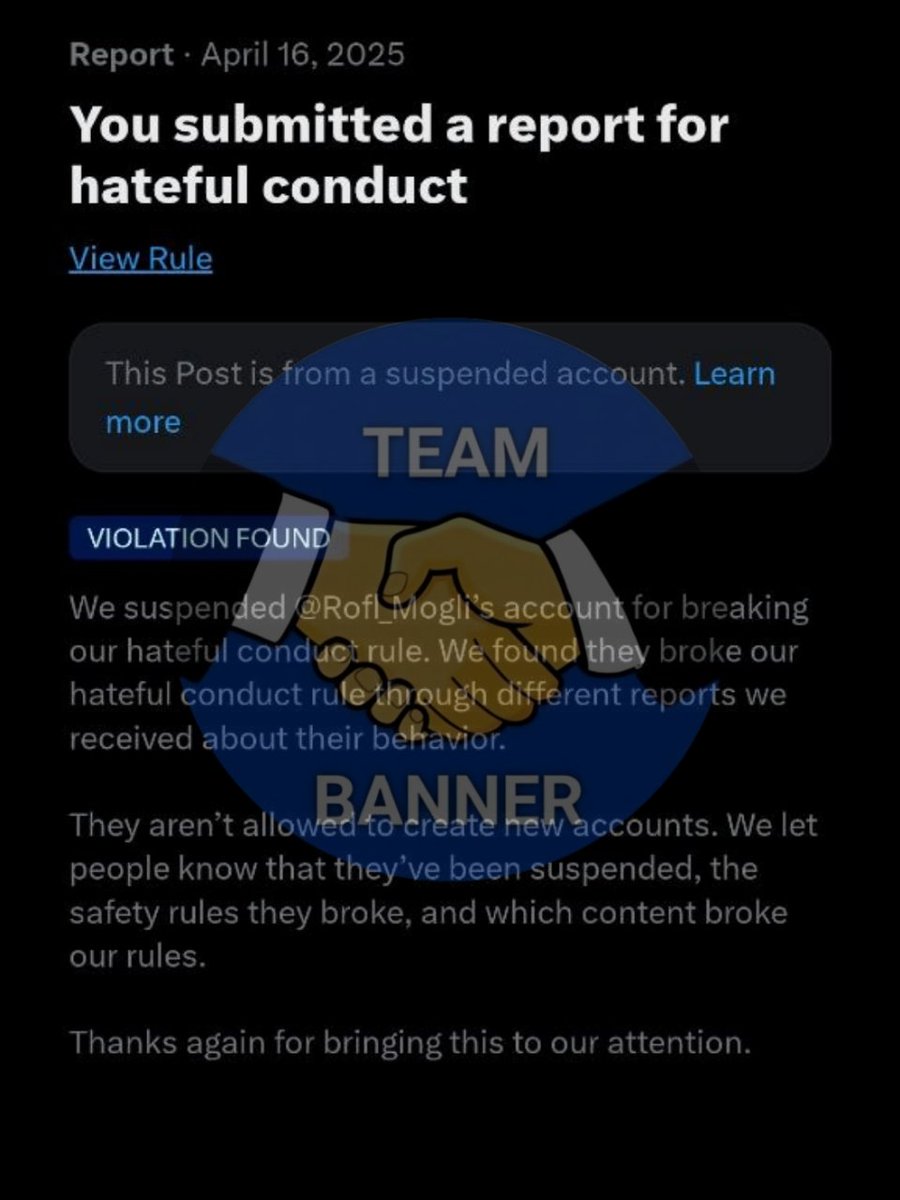 SuspenderTeam's tweet photo. Dear @X, your suspension of @Rofl_Mogli for hateful conduct is a step in the right direction. Anti-Hindu and anti-India content has no place here. Keep enforcing rules fairly. #SaferX https://t.co/9BIZaffOW1