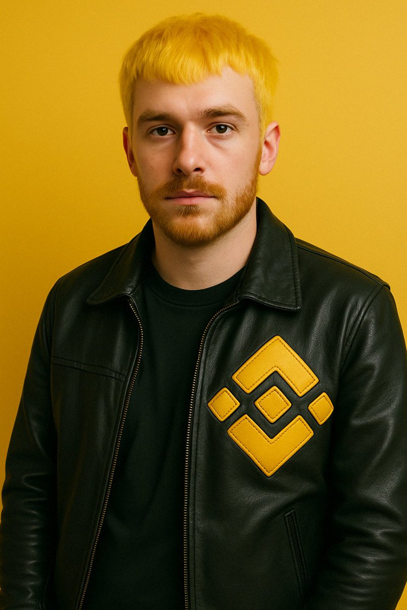 funvestor's tweet photo. @binance What if Binance was a human with a leather jacket and logo? https://t.co/i6flWsGxVN