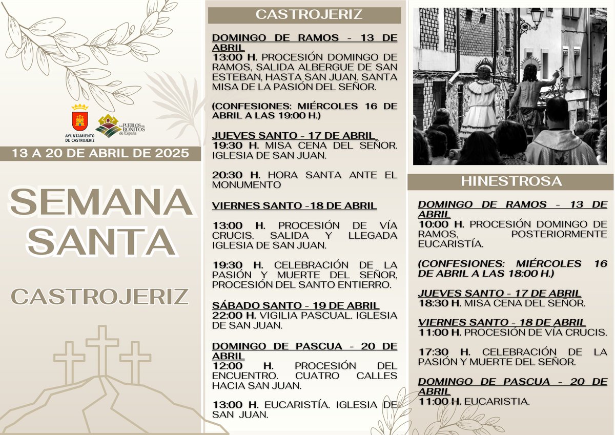 castrojeriz_'s tweet photo. ¡𝐄𝐬𝐭𝐚 𝐒𝐞𝐦𝐚𝐧𝐚 𝐒𝐚𝐧𝐭𝐚, 𝐯𝐞𝐧 𝐚 𝐂𝐚𝐬𝐭𝐫𝐨𝐣𝐞𝐫𝐢𝐳 𝐲 𝐬𝐮𝐬 𝐩𝐮𝐞𝐛𝐥𝐨𝐬!

🟡Solemnidad, pasión, fervor, comunidad...
Conoce procesiones únicas, llenas de historia en uno de los Pueblos Más Bonitos de España, un enclave único del Camino de Santiago https://t.co/af9FF0QBkI
