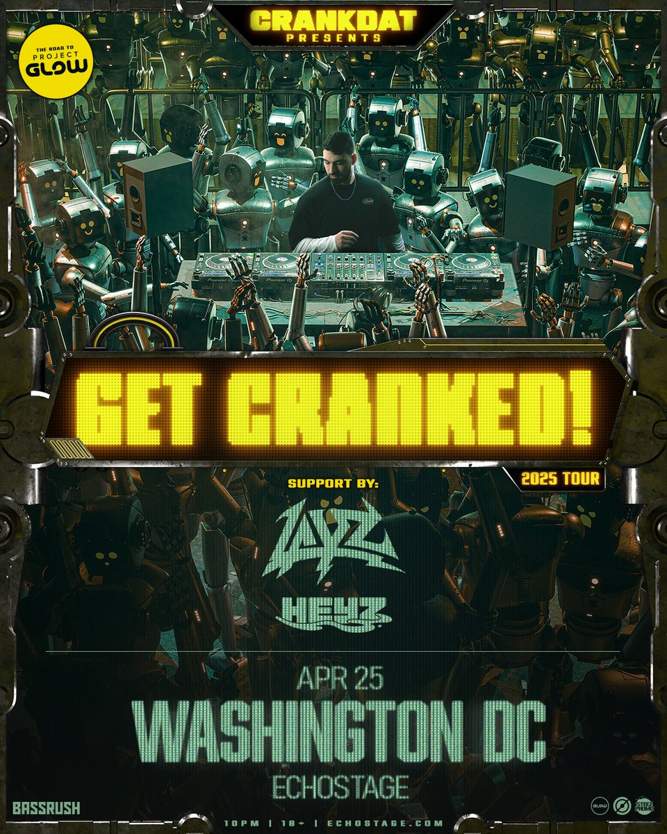 projectglowfest's tweet image. Before @crankdat returns to the #ProjectGLOW stage this Summer, he's stopping by @echostage for his 𝐆𝐄𝐓 𝐂𝐑𝐀𝐍𝐊𝐄𝐃 Tour on Friday, 4/25 with a 360° set. 😤🔥 Grab your tickets at tix.echostage.com/CRANKDC