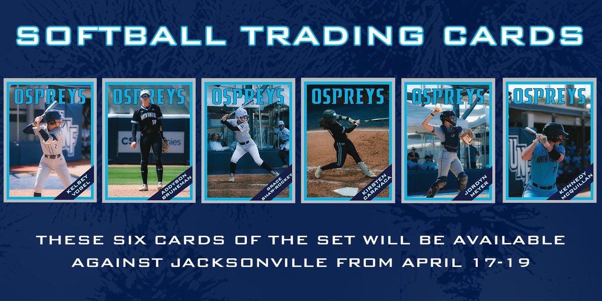 Get your next batch of trading cards during the River City Rumble at UNF Softball Complex‼️

🎟️ UNFOspreys.com/Tickets

#BirdsOfClay