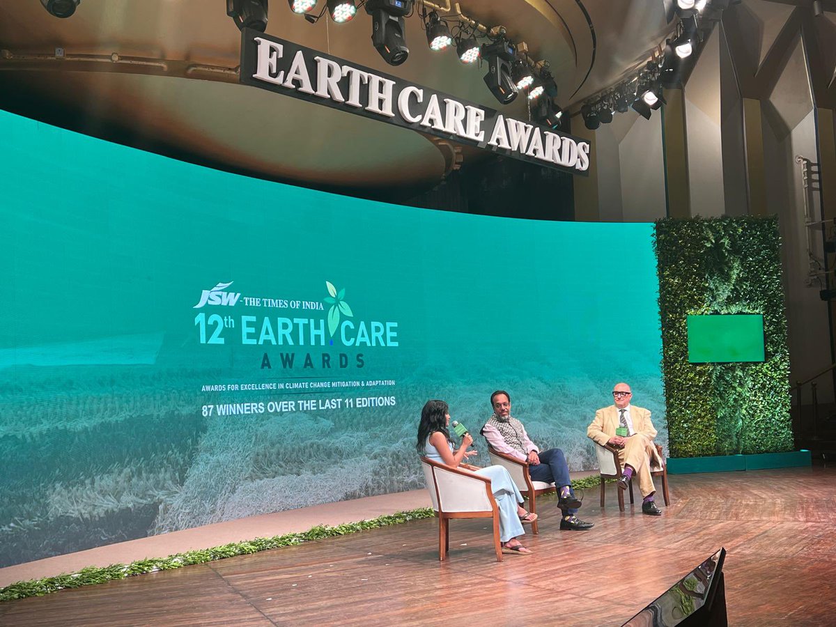 RogerHighfield's tweet photo. Illuminating discussion with @GhoshArunabha &amp; our brilliant moderator @PrachiShe at the @EarthCareAwards - tons of amazing talent nurtured in this initiative by @TheJSWGroup @timesofindia @JSWFoundation @CEEWIndia https://t.co/Wpjc3PQBhh