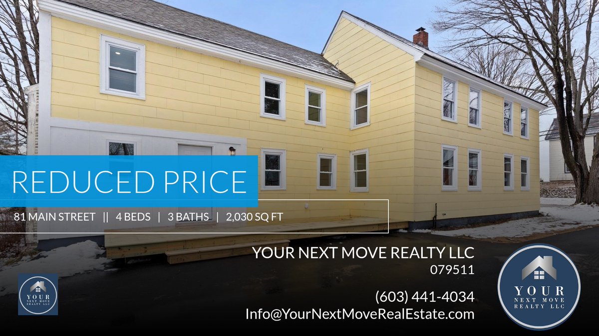 YourNextMoveNH's tweet image. 📍 Reduced Price 📍 This recently reduced home at 81 Main Street in Pittsfield won't last long, so, don't wait to set up a showing! Reach out here or at (603) 441-4034 for more infor... homeforsale.at/81_MAIN_STREET…