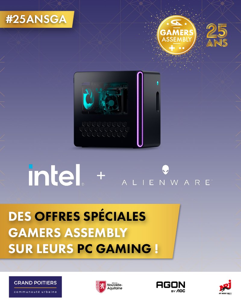 Profitez d'offres exceptionnelles pendant les #25ANSGA !

Envie d'une nouvelle configuration ? Excellente nouvelle : <a href="/IntelFrance/">Intel France</a> et <a href="/Alienware/">ALIENWARE</a> proposent des réductions sur leurs PC gaming de bureau et portables ! Trouvez celui qu'il vous faut dès maintenant 👽

💻