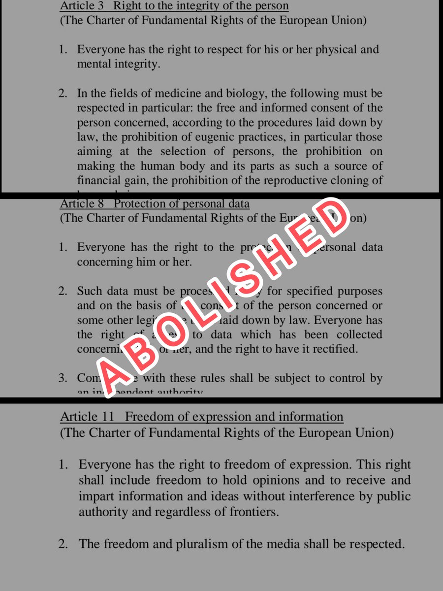 Vladimir (@vladi_mir_a) on Twitter photo <a href="/sophiadahl1/">Sophia Dahl</a> Articles of the Charter of Fundamental Human Rights of the EU - abolished by now 👇 <a href="/sophiadahl1/">Sophia Dahl</a> Articles of the Charter of Fundamental Human Rights of the EU - abolished by now 👇