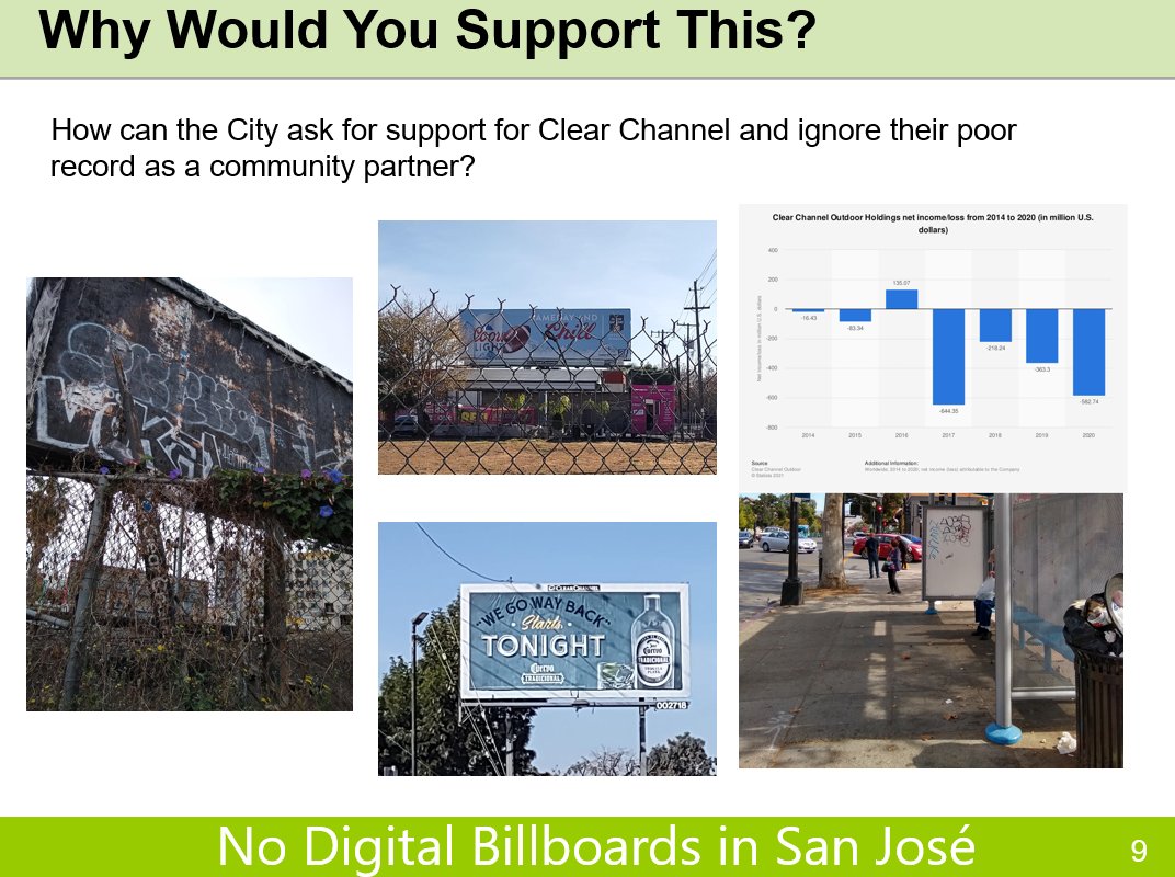 BillboardsNo's tweet photo. @odd_dimensions Yes, the city of #SanJose can fine outdoor advertising companies. Not only have they not done this (as far as we know), but they have also ignored abandoned #billboards that stand blighted for months/years. The BB at left was in that state for 8 months near SAP Center. #DTSJ #SJC https://t.co/qDIDRI65jJ