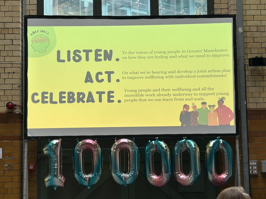 Great afternoon @ People’s History Museum for the Headline finding of the <a href="/BeeWellUK/">#BeeWell</a> survey for Greater Manchester, 100,000 young people have responded since its inception. #BeeWell. We now need a national  wellbeing measurement for young people: ourwellbeingourvoice.org