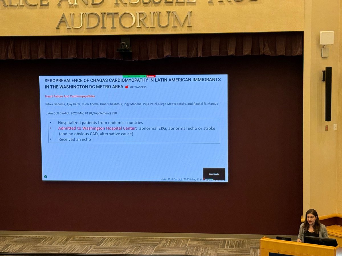 Captivating grand rounds by ID physician Dr. Adrienne Showler about Chagas Disease today featuring the research of some of our alumni!