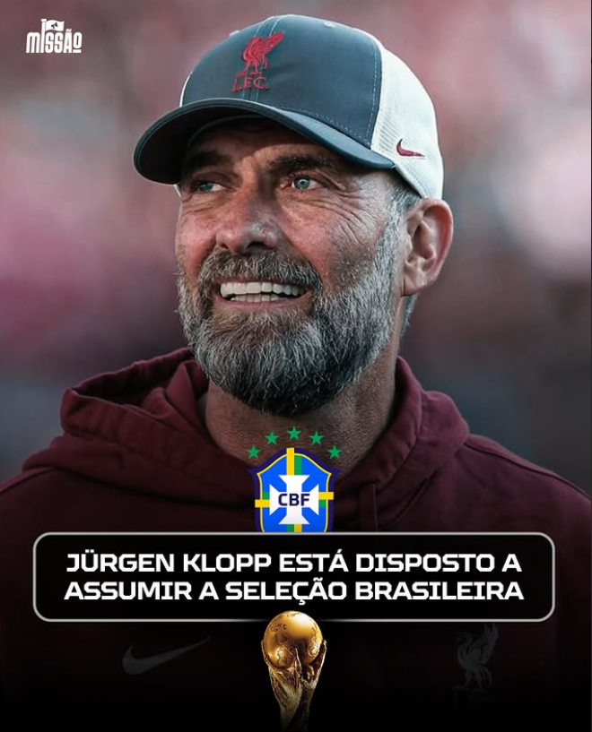 MissaoSports's tweet photo. Segundo o jornalista Bruno Andrade (UOL Esportes), Jürgen Klopp está insatisfeito na RedBull e toparia uma proposta para treinar a SELEÇÃO BRASILEIRA!! https://t.co/4E3Fdr5O7j