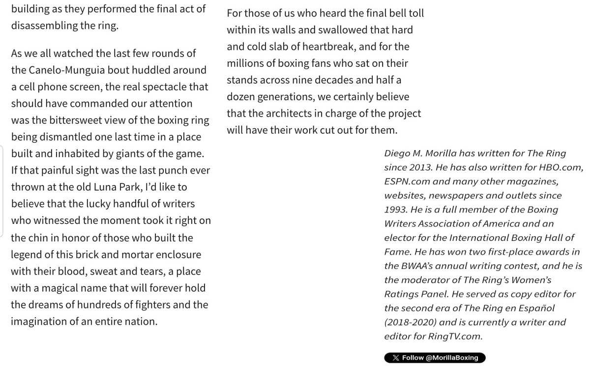 Una vez más, feliz de representar a Argentina y a The Ring en el concurso anual de periodismo de la Asociación de Periodistas de Boxeo de Estados Unidos, esta vez con una emotiva nota de cobertura de la última pelea que tuvo lugar en el Luna Park en su formato actual 🩷🥂Salud!!