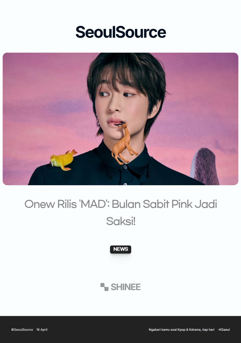 kpopdankdramaid's tweet photo. Onew SHINee Siap Rilis Single Bahasa Inggris Pertama, 'MAD' pada 21 April! #Onew #SHINee #MAD #SingleBaru #Kpop

 Selengkapnya https://t.co/qZbp5DZhoQ
-K.Gaeul https://t.co/lgviVCEbUA