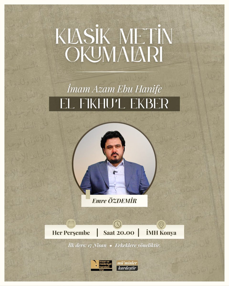 Arapça metin üzerinden okumalar 17 Nisan Perşembe başlıyor.