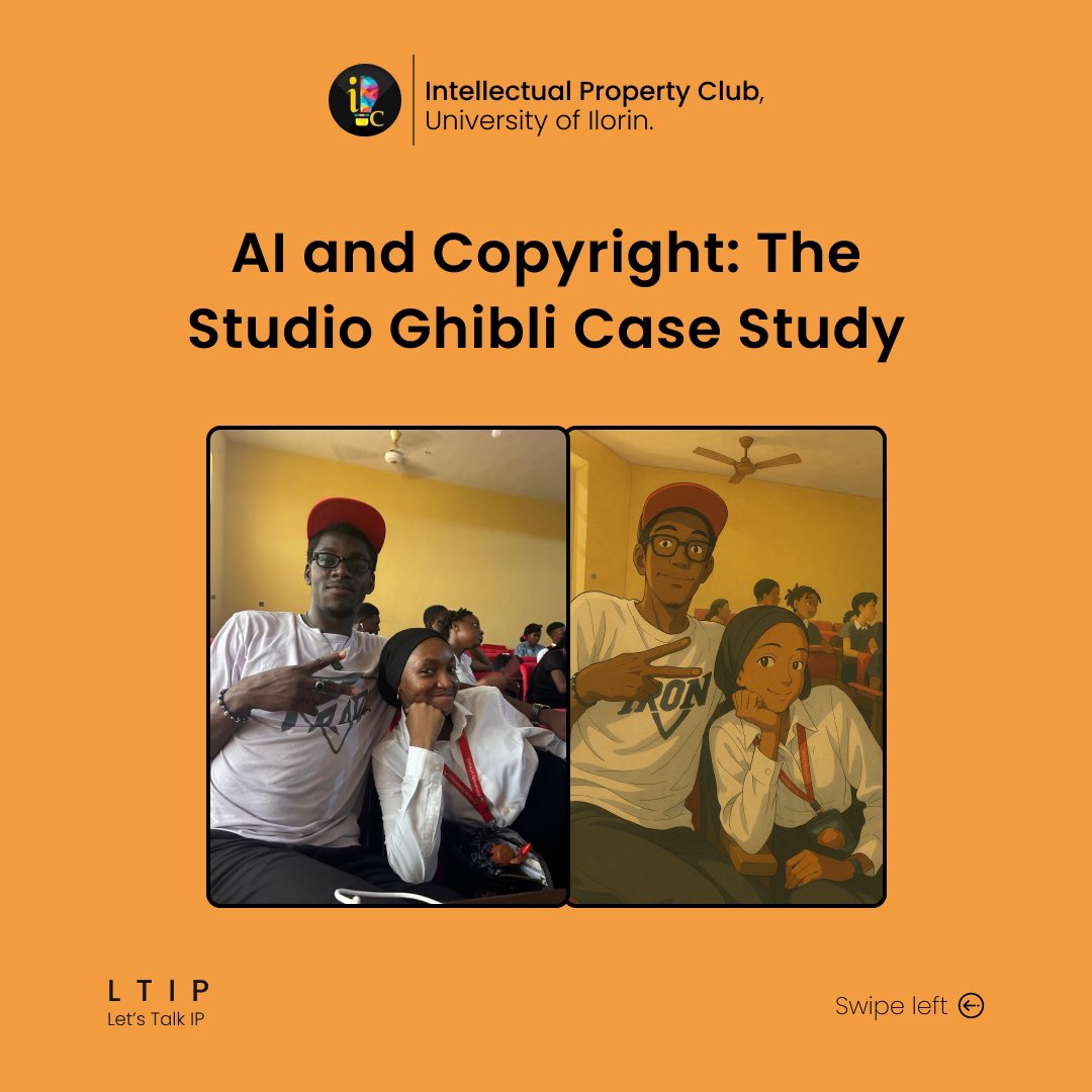 IPCunilorin's tweet photo. On this week’s #LTIP we will take a recap of our last meeting where we talked about the overlap of AI and creativity; what it means for the copyright of artists amongst other things. https://t.co/46w2OMDWXH