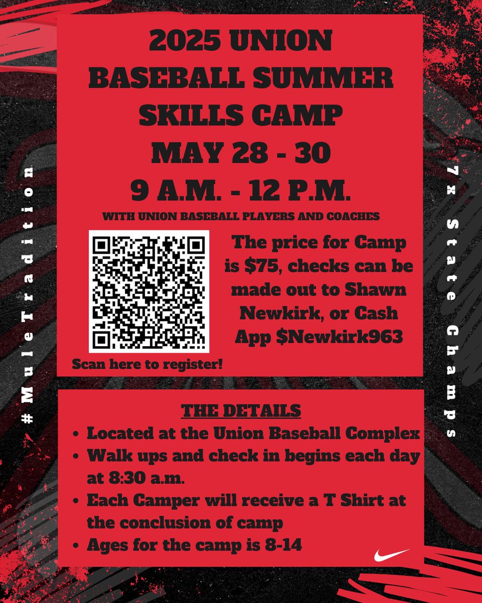 🚨SUMMER CAMP UPDATE🚨

Updated camp details with registration and payment information, see flyer for details.

Walk ups welcome. Check in begins at 8:30 a.m. each day.

Hold down on the QR code, or save the flyer to your phone and hold down on the QR code to scan and register.