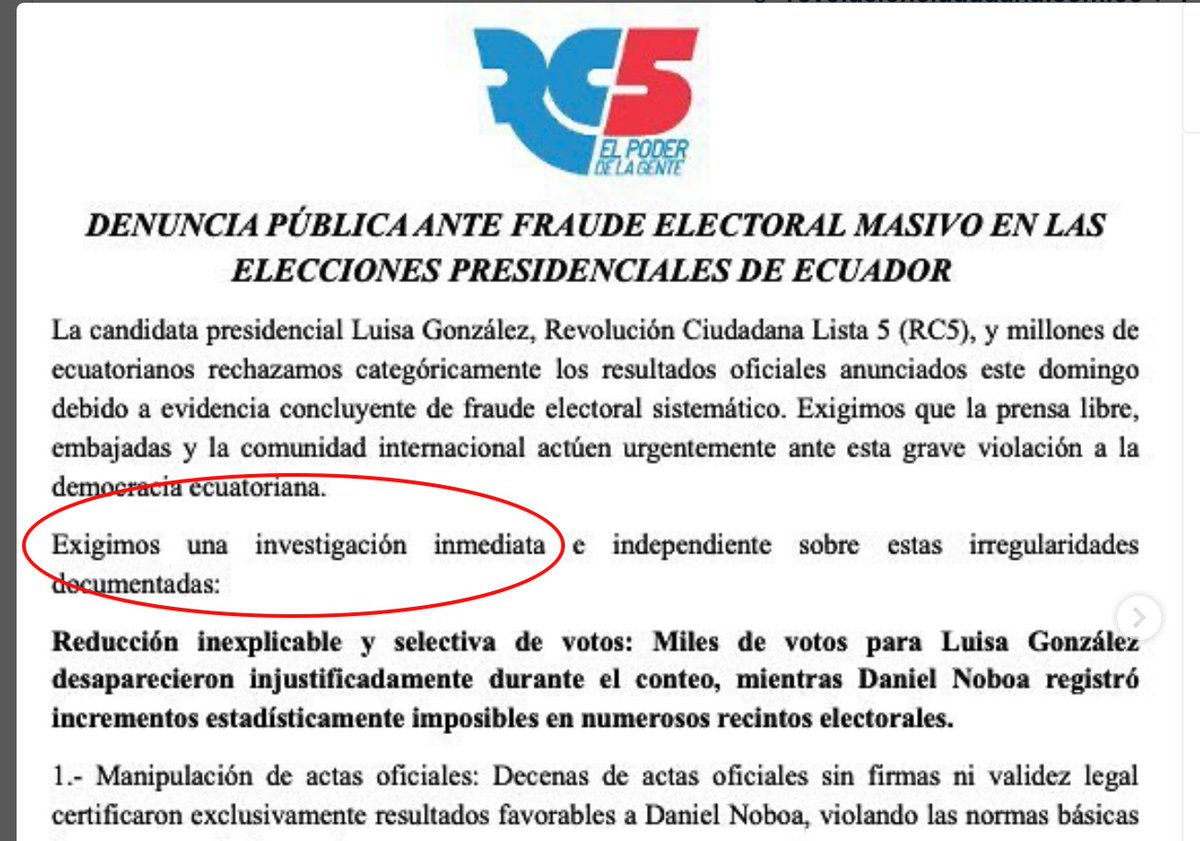 PalacioEmilio's tweet image. La Rana René se quedó sola. Ni siquiera RC apoya la exigencia del reconteo de votos. Lo único que pide el partido es "una investigación inmediata".