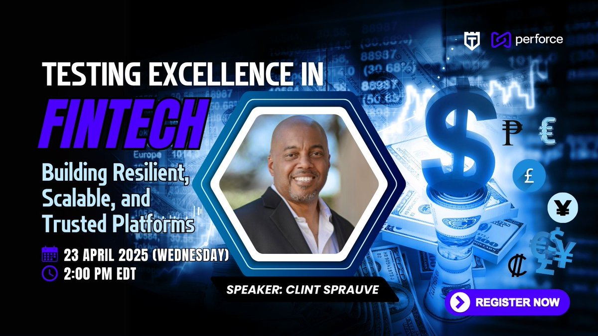 joecolantonio's tweet image. Trust is everything in #FinTech 🪪. But one failed transaction, one #security flaw, or one regulatory misstep can break it. Join our webinar with @Clint_II to learn how #robusttesting can help protect financial integrity and build resilience. 👉 testguild.com/webinar-testin… @perforce…