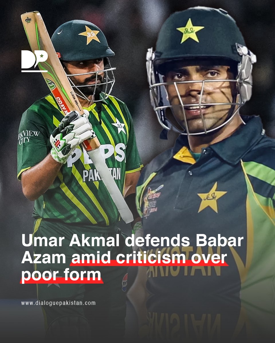 DialoguePak's tweet image. Cricketer Umar Akmal came to the defense of former Pakistan captain Babar Azam during a podcast appearance, responding strongly to criticism over the batter’s recent form.

dialoguepakistan.com/en/sports/umar…

#DialoguePakistan #UmarAkmal #Defends #BabarAzam #Amid #Criticism #Poor #Form