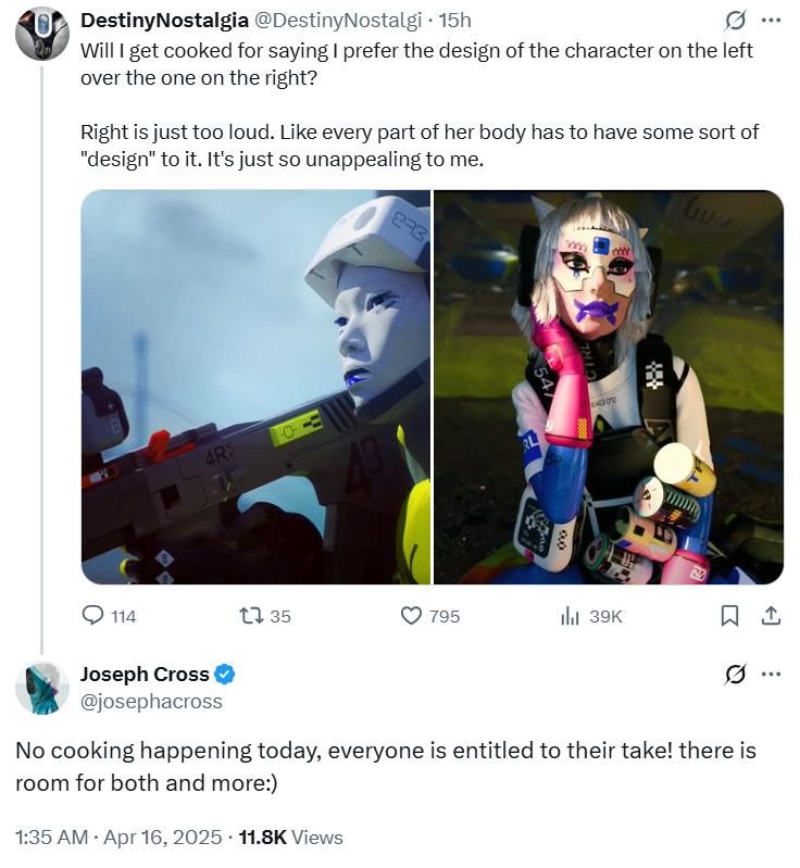 Marathon's art director responded to criticism on character design

"everyone is entitled to their take! there is room for both and more"