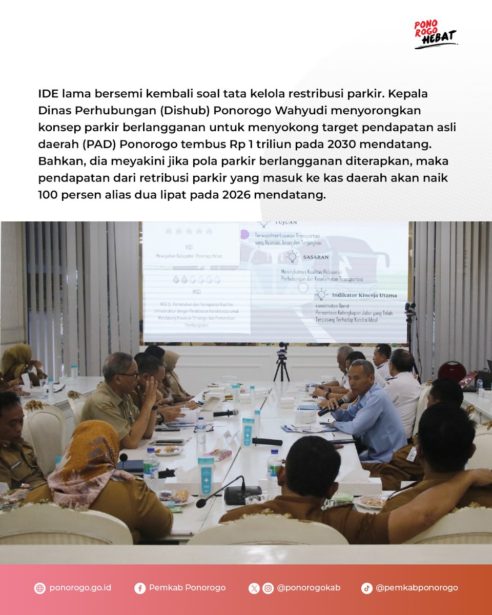 PonorogoKab's tweet photo. ‘’Sistem parkir berlangganan tidak hanya akan mendongkrak pendapatan daerah, tetapi juga berdampak langsung terhadap kesejahteraan para juru parkir,’’ yakin Wahyudi.

Selengkapnya: https://t.co/dQ4LPpQFzN

#ponorogoHEBAT #ponorogokab #rpjmd #asn #perhubungan #parkir https://t.co/WITbbLbAS5