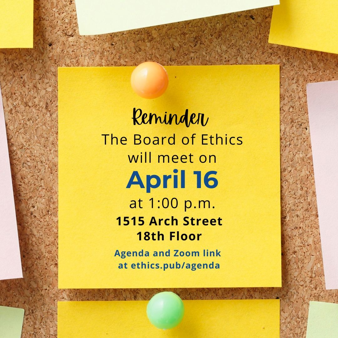 EthicsSeal's tweet photo. It's public meeting day!!
The Board's April Public Meeting will take place today at 1:00 pm on the 18th Floor of OPB. You can attend in-person or via Zoom.  Meeting details &amp; login info is with our agenda at https://t.co/djc9dnwuT8. https://t.co/HcfBdrRRCy