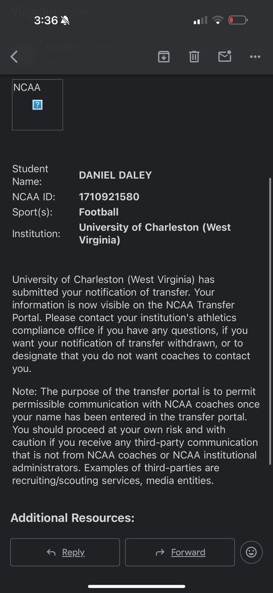 I would like to thank Coach Tesch and the entire Charleston coaching staff for believing in me. After careful consideration, I have decided to enter my name into the NCAA Transfer Portal with 2 years of eligibility remaining