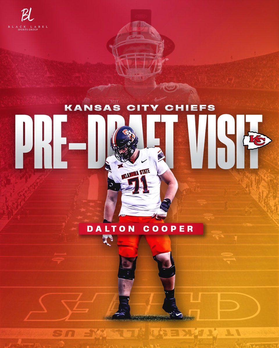 BLSportsGroup's tweet photo. Back at it!
Dalton Cooper is heading into another pre-draft visit today, this time with the Kansas City @Chiefs
One step closer, one more opportunity to show them what heโs made of. Letโs work!
#NFLDraft #KCChiefs #PreDraftVisit #NextStep #StayReady https://t.co/MqmpGxmcXQ