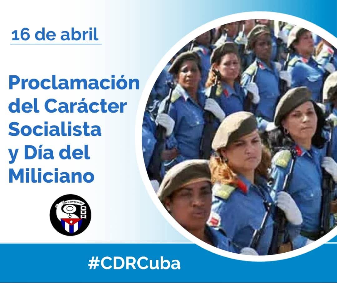 cdr_cuba's tweet photo. #FidelPorSiempre ¡Esta es la Revolución Socialista y democrática de los humildes, con los humildes y para los humildes!"

🥳Llegue desde los #CDRCuba la felicitación a los integrantes de las milicias revolucionarias cubanas en su día. 

#Cuba #SomosDelBarrio https://t.co/C3LdH1wcaY