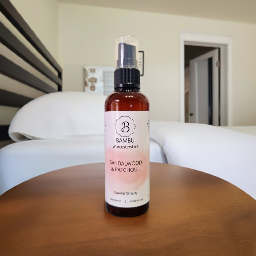 BambuWorcester's tweet photo. Sandalwood &amp; Patchouli Pillow Spray. Essential oil blend of Sandalwood &amp; Patchouli that calms the mind &amp; enhances the mood. It also promotes relaxation &amp; reduces stress  https://t.co/ed7tMgPGql #worcestershirehour #pillowspray #sleep #aromatherapy #CraftBizParty #sleepspray https://t.co/dxYDO64XmM