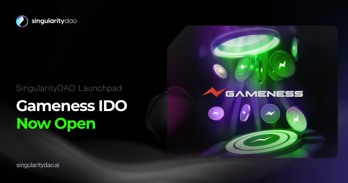 GAMENESS: TOKEN IDO NOW OPEN

<a href="/Gamenessapp/">Gameness</a>'s $GNESS Token IDO is NOW OPEN 

A 48-hour refund period is available for all users who don’t claim tokens after TGE. All KYC'd users are eligible to participate.

Head to the Launchpad for more information: singularitydao.ai/launchpad/gness