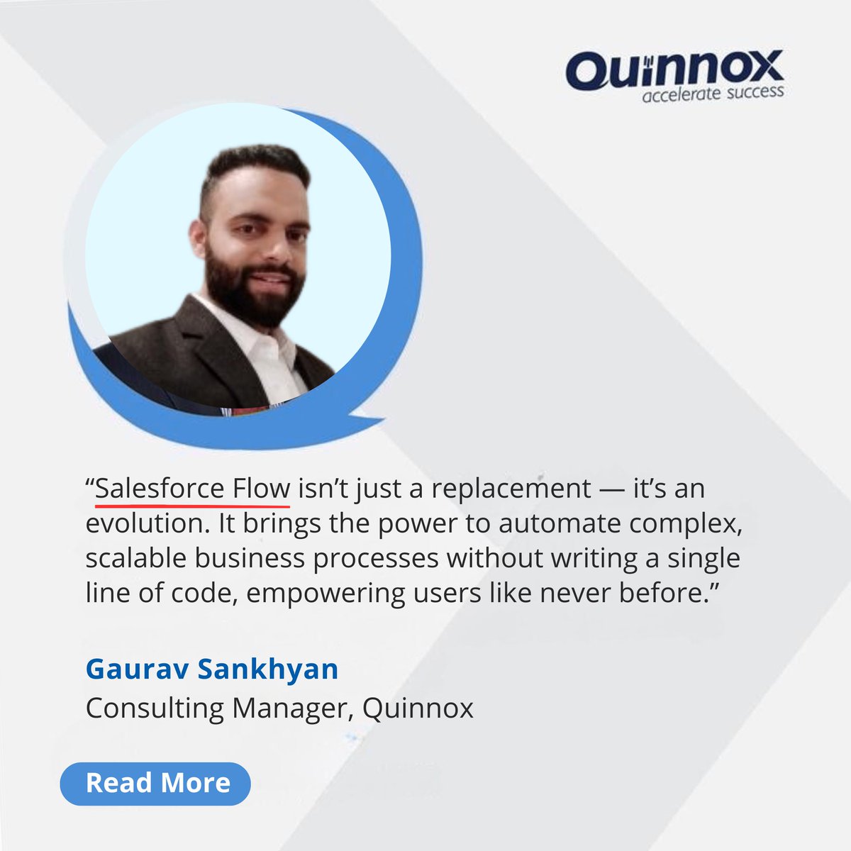 QuinnoxInc's tweet photo. Check out the latest blog by our expert, Gaurav Sankhyan, Consulting Manager, Quinnox, where he shares valuable insights on why it's time for business users to migrate to Salesforce Flow.
https://t.co/2gB3T8BCQJ
#salesforce #Quinnox #AccelerateSuccess https://t.co/ckhVvASJqq